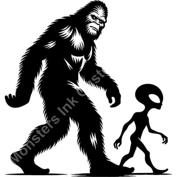 Bigfoot with small alien Thumbnail