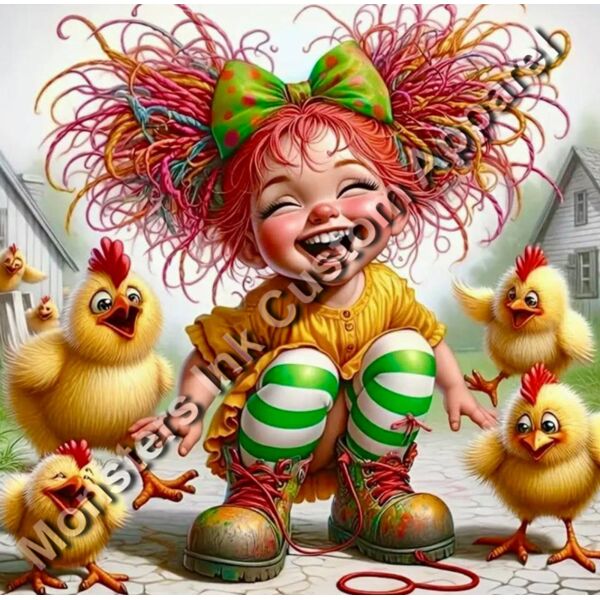 Girl with Chickens Thumbnail